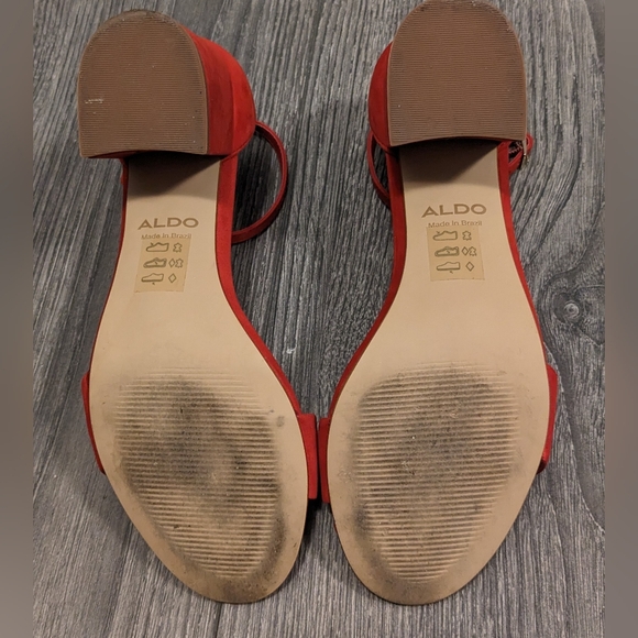 Aldo Red Strappy 2 in block Heeled Sandal, Size 6 - Picture 2 of 9